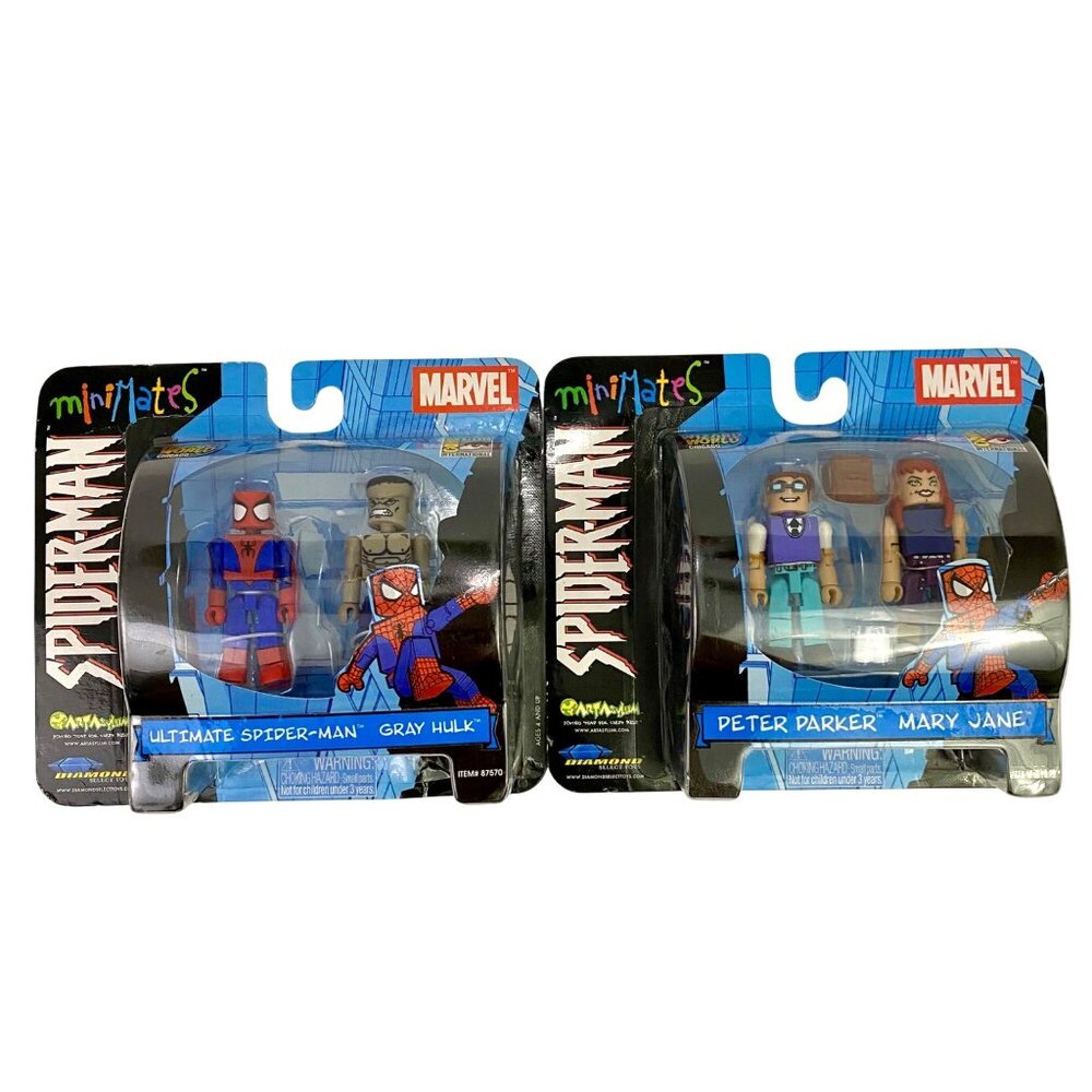 Marvel MiniMates Spider-Man Lot Ultimate Spiderman Gray Hulk Peter Parker Etc.